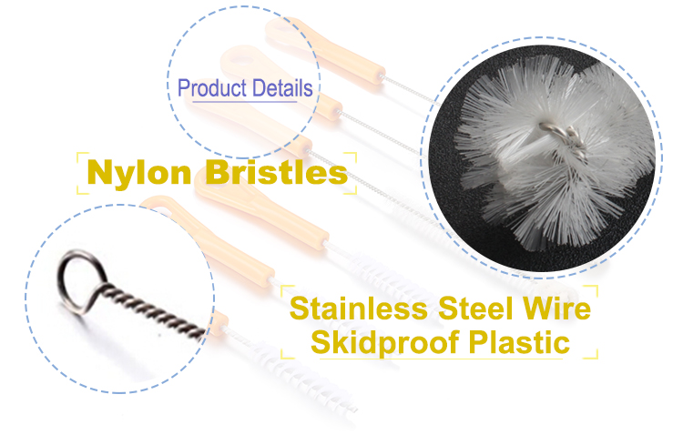 Nylon Bristles Suction Cup Bottle Brush Kit