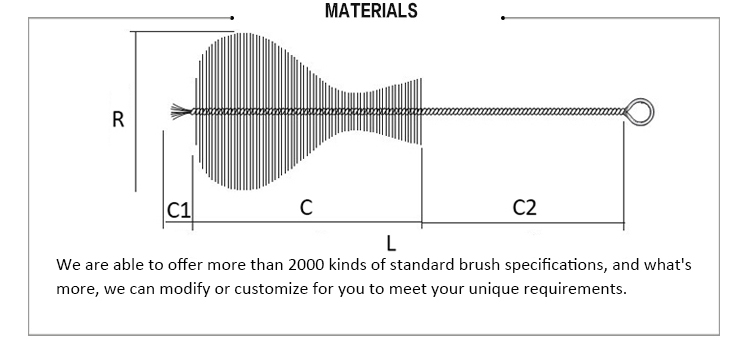 Stainless Steel Handle Special Shape Glass Bottle Brush drawing