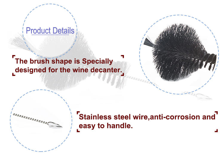 Stainless Steel Handle Special Shape Glass Bottle Brush