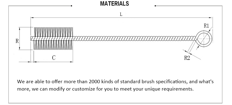 Nylon Filament Lab Centrifuge Tube Cleaning Brush drawing