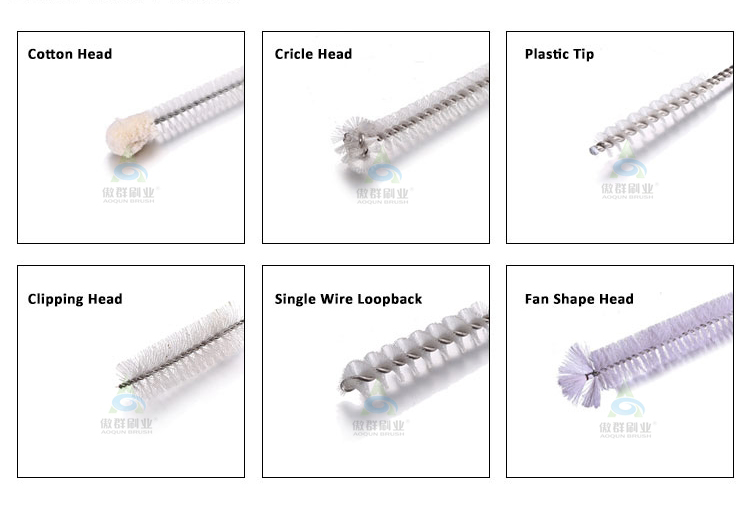 Stainless Steel Long Handle Medical Cleaner Syringe Brush Plastic tip head