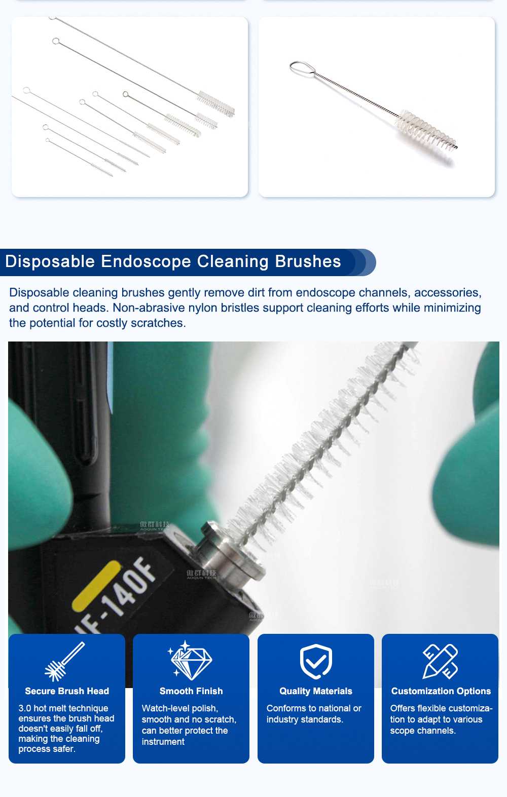 Rigid Endoscope Medical Cleaning Brushes