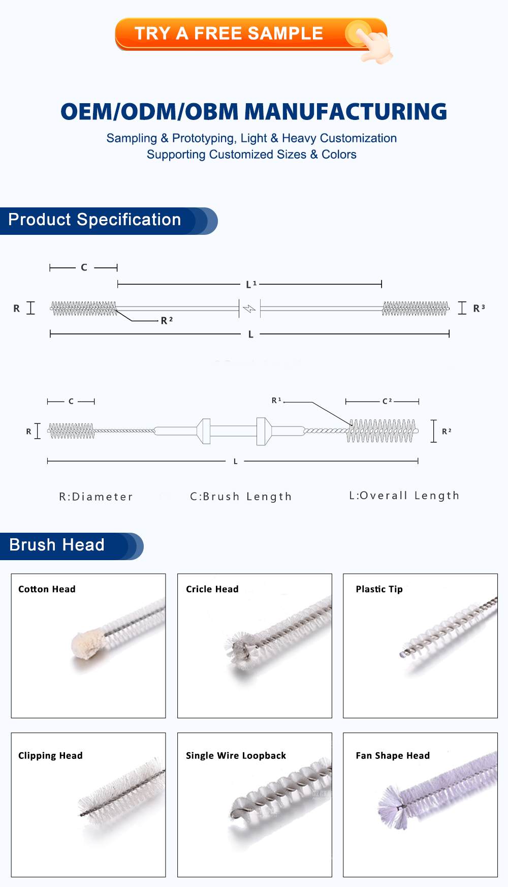 Rigid Endoscope Medical Cleaning Brushes