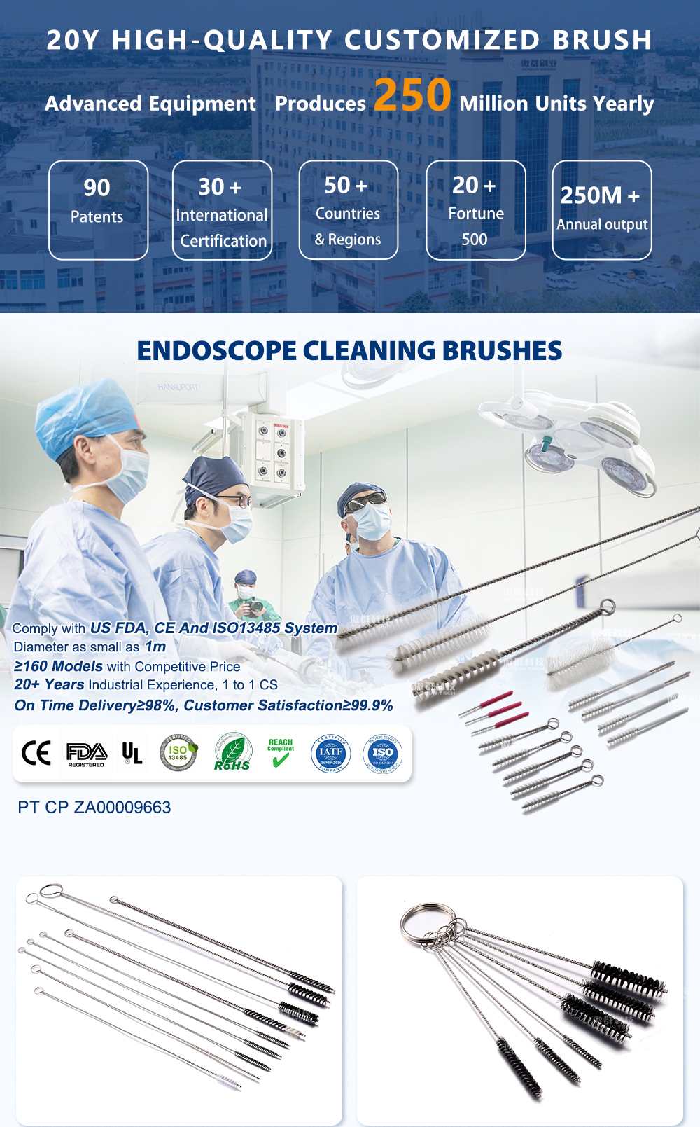 Rigid Endoscope Medical Cleaning Brushes