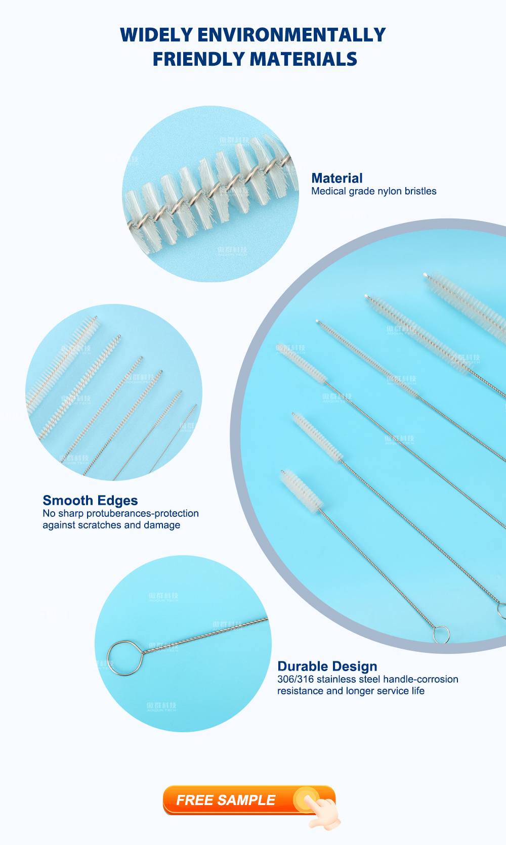 Rigid Endoscope Medical Cleaning Brushes
