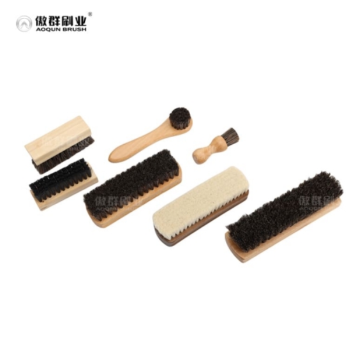 Shoe Polish Brush Set | Long Handle Brush | Leather Shoes Boot Cleaning | Horse Hair Bristle
