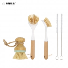 Heavy Duty Scrub Brushes Set with Wooden Handles, Triangle & Square Floor Scrubber, Dish Brush, Grout Cleaner for Kitchen, Bathroom, Tile, Carpet & Stubborn Stains Removal