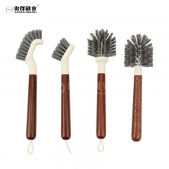 Heavy Duty Scrub Brushes Set with Wooden Handles, Triangle & Square Floor Scrubber, Dish Brush, Grout Cleaner for Kitchen, Bathroom, Tile, Carpet & Stubborn Stains Removal