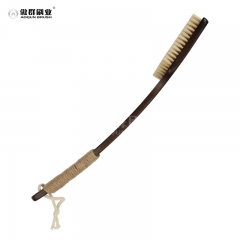 Bamboo Shower Brush with Curved Long Handle, Exfoliating Back Scrubber with Natural Bristles for Men & Women, Back Exfoliator Body Washer for Bath or Dry Brushing