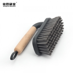 Heavy Duty Scrub Brushes Set with Wooden Handles, Triangle & Square Floor Scrubber, Dish Brush, Grout Cleaner for Kitchen, Bathroom, Tile, Carpet & Stubborn Stains Removal