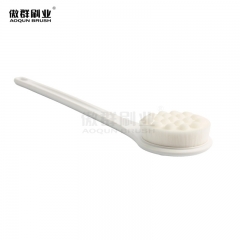 Bamboo Shower Brush with Curved Long Handle, Exfoliating Back Scrubber with Natural Bristles for Men & Women, Back Exfoliator Body Washer for Bath or Dry Brushing